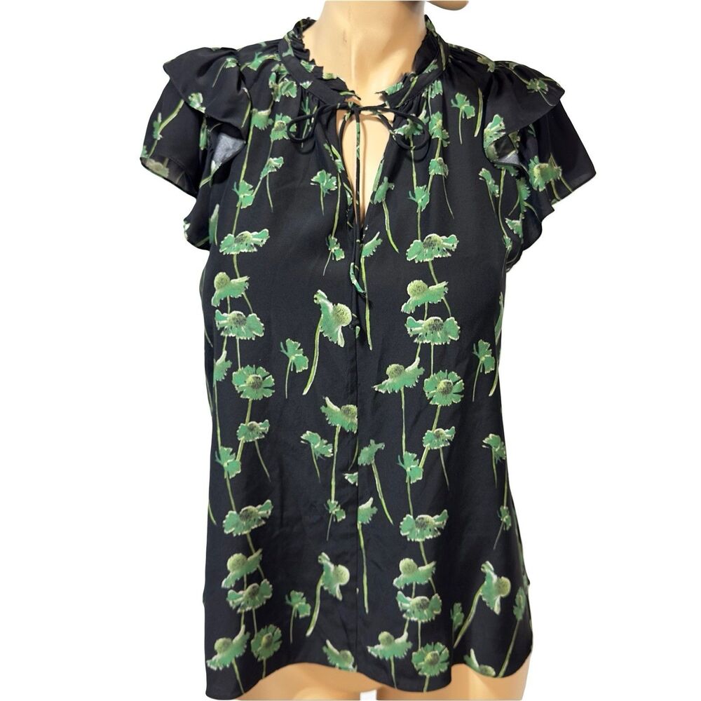 Charlotte Brody Butterfly Spanish Poppy Blouse 100% Silk Top Women’s Size M